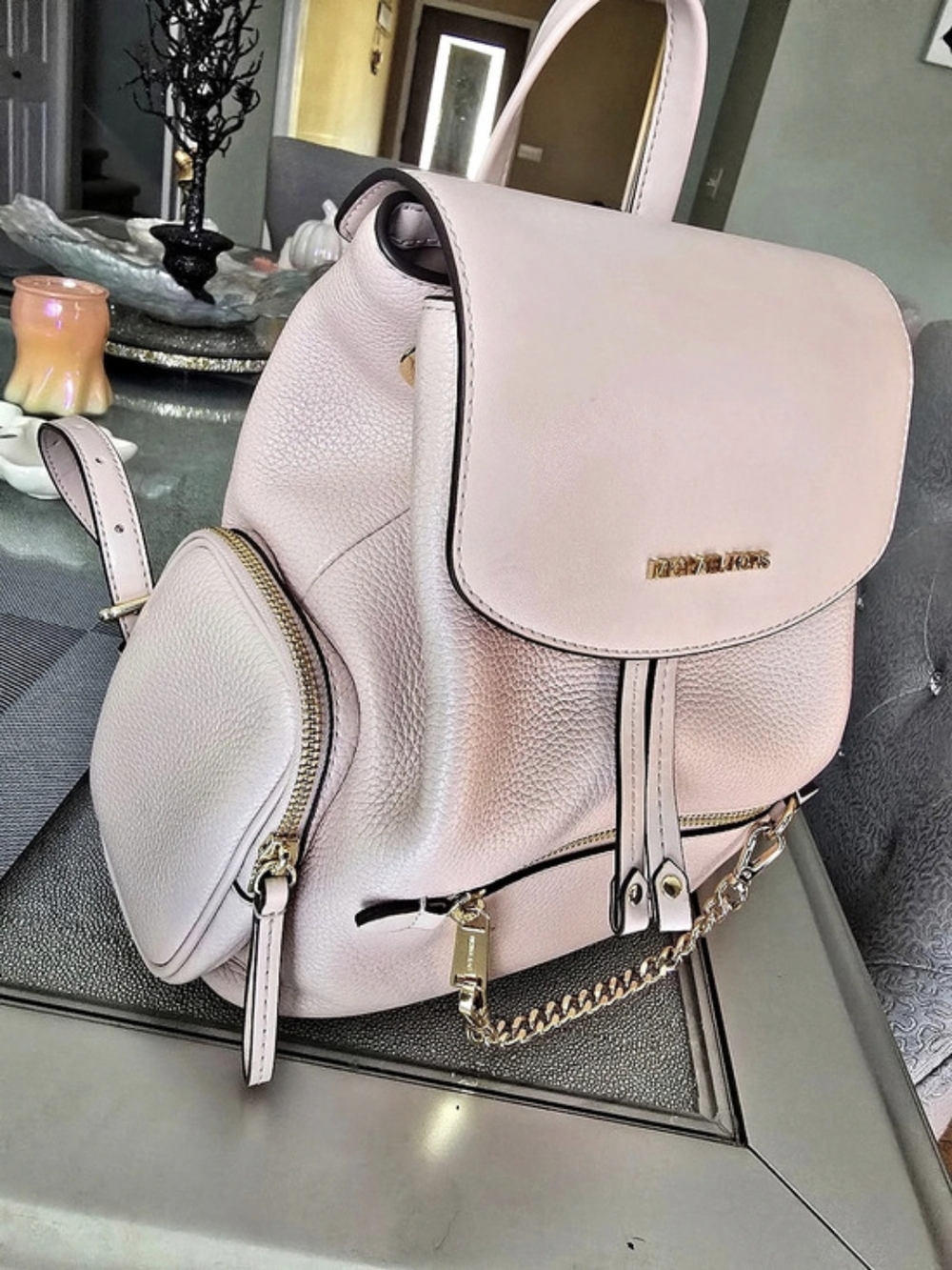 Michael Kors Medium Pebbled Leather Backpack- Pink - Picture 2 of 5